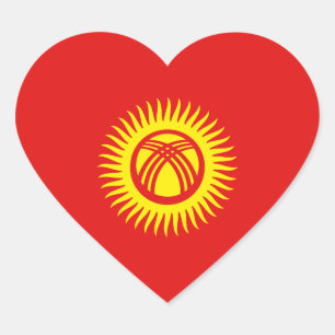 Autocollant de coeur du drapeau du Kirghizistan