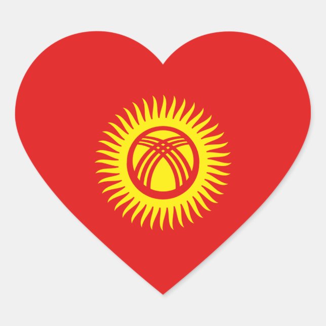 Autocollant de coeur du drapeau du Kirghizistan (Devant)