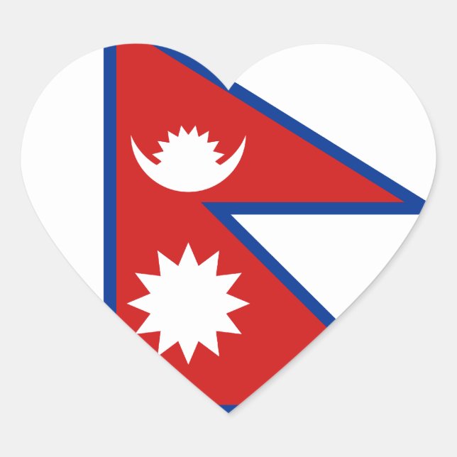 Autocollant de coeur du drapeau du Népal (Devant)