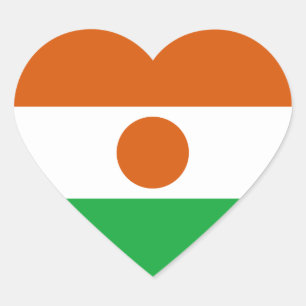 Autocollant de cœur du drapeau du Niger