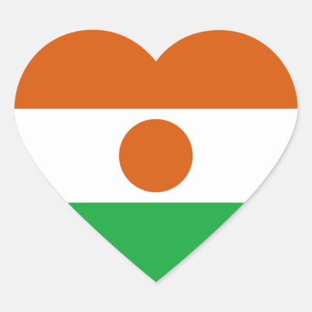 Autocollant de cœur du drapeau du Niger (Devant)