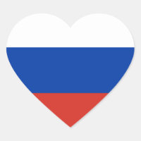 Autocollant de coeur du drapeau russe