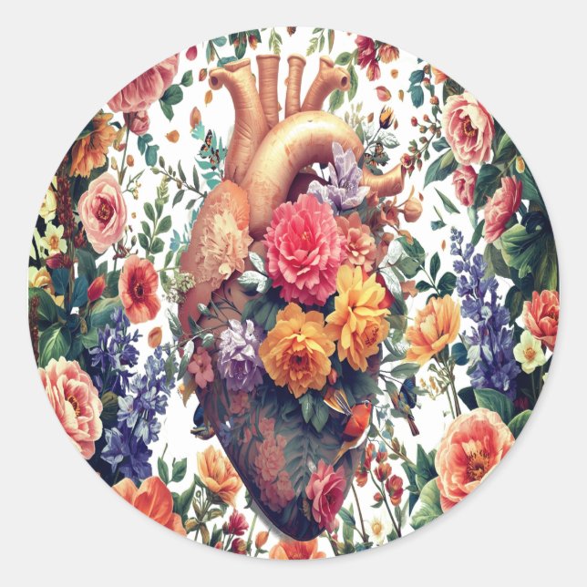Autocollant de coeur floral Artiste (Devant)
