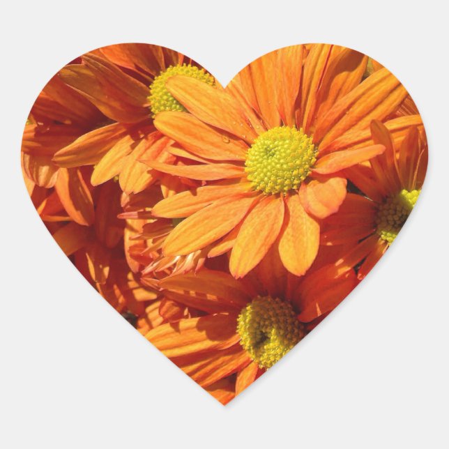 Autocollant de coeur floral orange (Devant)