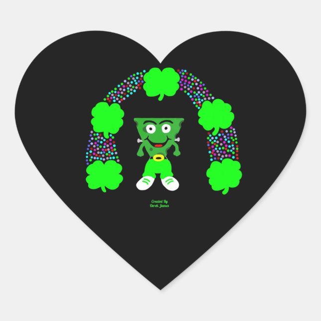 Autocollant de coeur FrankenCheese St. Patrick (Devant)