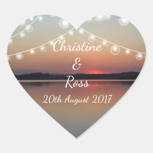 Autocollant de coeur mariage du lac romantique