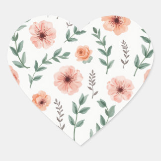 Autocollant de coeur motif de fleurs