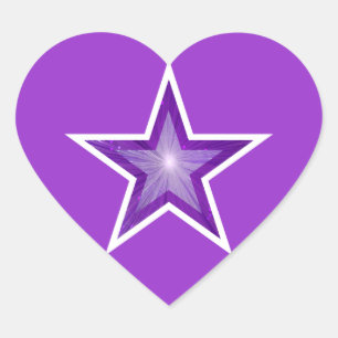 Autocollant de coeur pourpre étoile