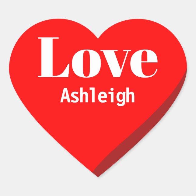 Autocollant de coeur rouge d'amour de nom personna (Devant)