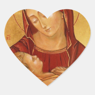 autocollant de coeur vierge et enfant