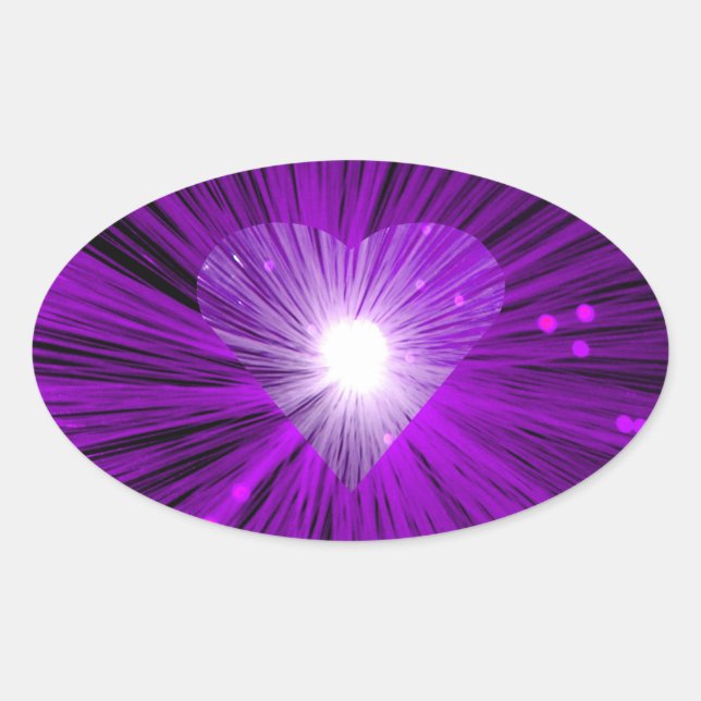 Autocollant de coeur violet ovale (Devant)