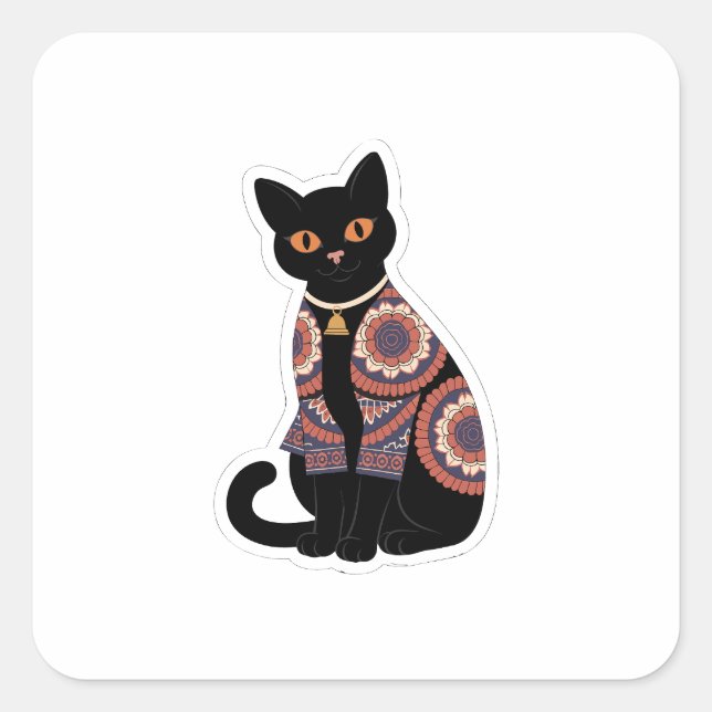 Autocollant de collier à cloche pour chat noir Man (Devant)