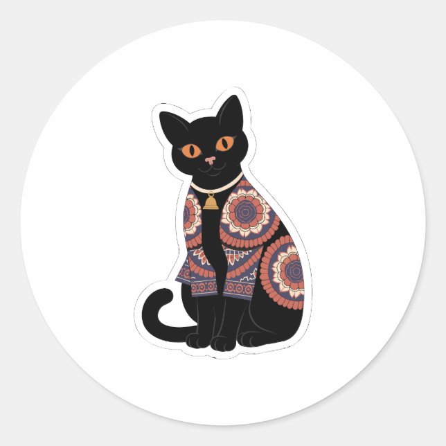 Autocollant de collier à cloche pour chat noir Man (Devant)