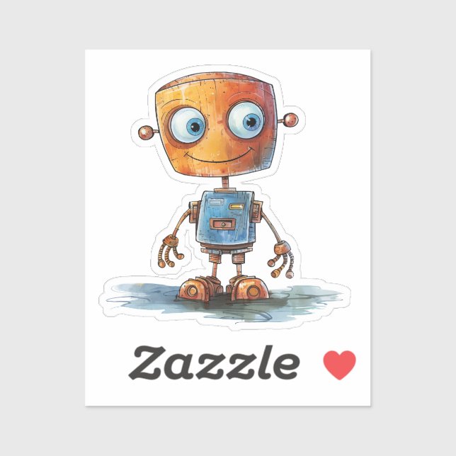 Autocollant de conception de robot fantaisiste #4 (Feuille)