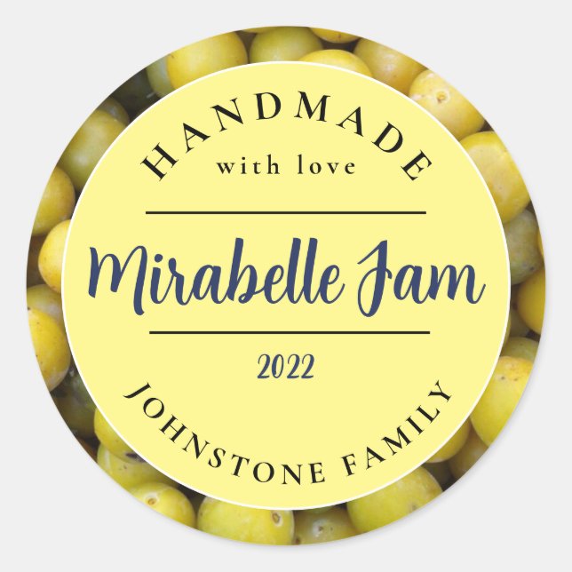 Autocollant de confiture Mirabelle personnalisable (Devant)