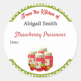 Autocollant de conserve fraise Gingham