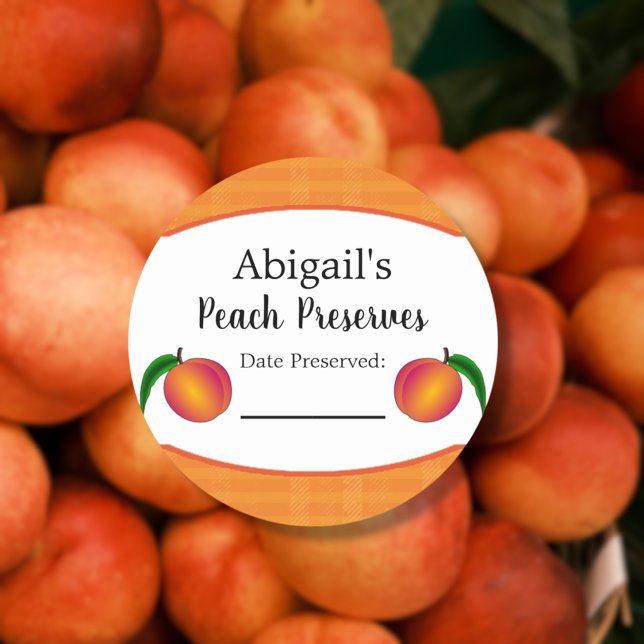 Autocollant de conserve rond pêche fruit (Créateur téléchargé)