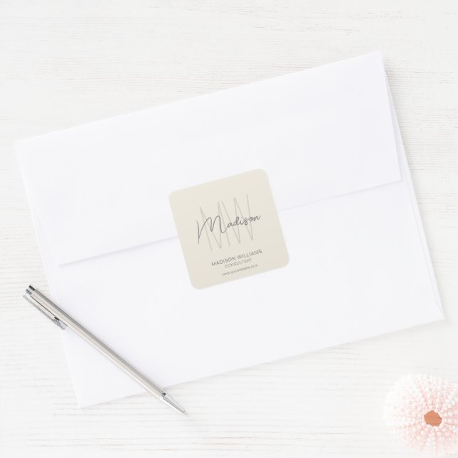 Autocollant de consultant en crème avec monogramme (Enveloppe)