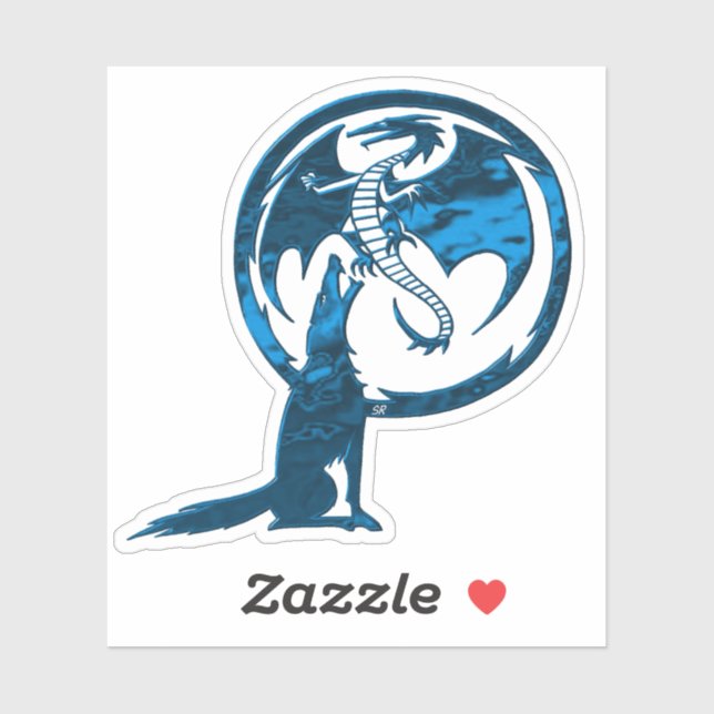 Autocollant de contour bleu Wolf & Dragon (Feuille)
