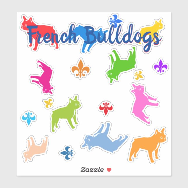 Autocollant de contour Bouledogues français (Feuille)