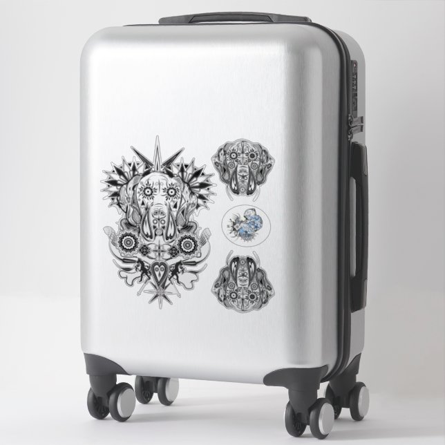 Autocollant de contour Great Dane style tatouage (Sur valise)