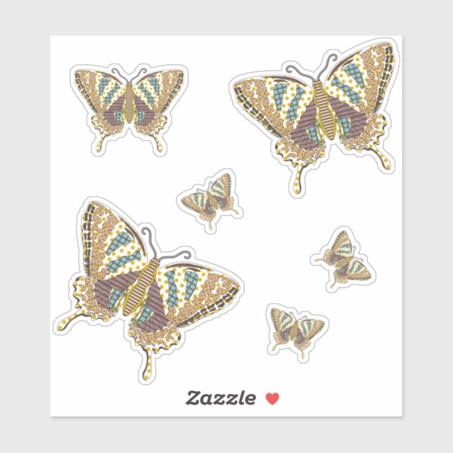 Autocollant de contour Papillon Azteque (Feuille)