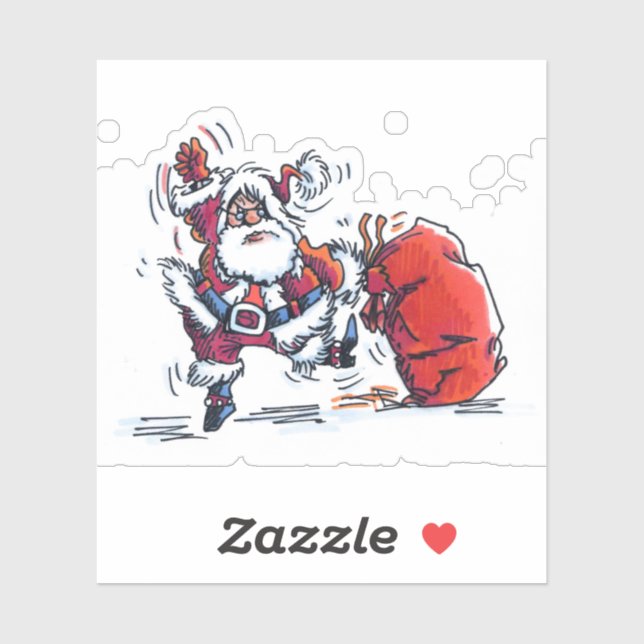 Autocollant de contour Père Noël en colère (Feuille)