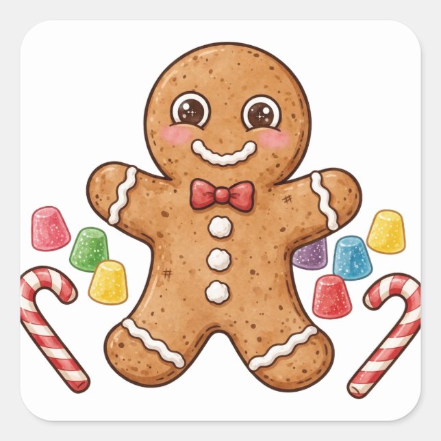 Autocollant de cookie de Noël Gingerbread Buddy (Devant)