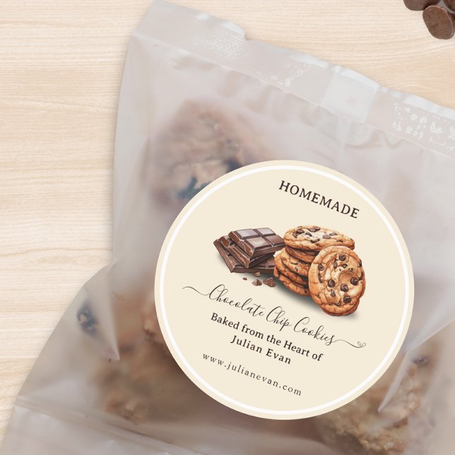 Autocollant de cookies faits maison au chocolat, a (Watercolor Homemade Chocolate Chip Cookies Sticker)