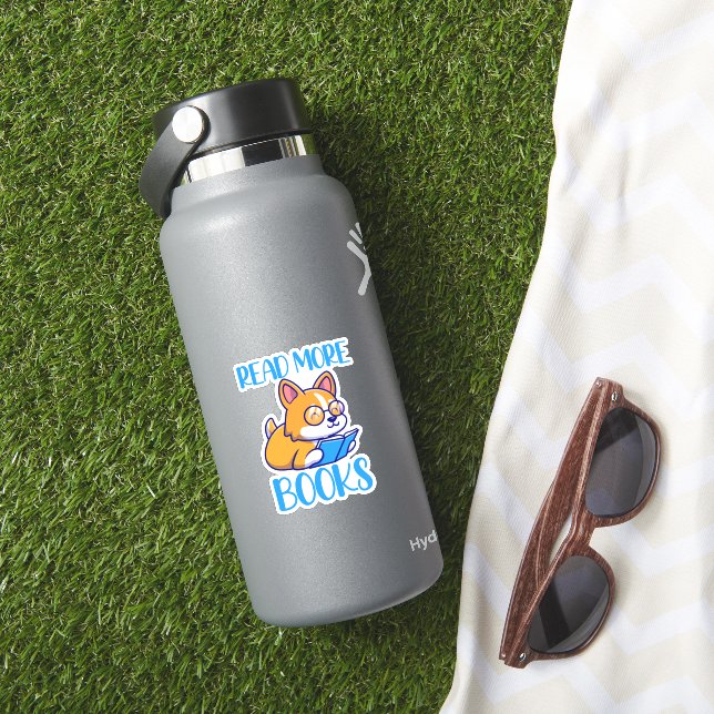 Autocollant de corgi lisant un livre (HydroFlask Insitu)
