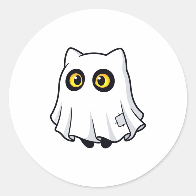 Autocollant de costume d'Halloween de chat fantôme (Devant)
