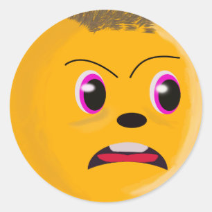 Autocollant de couleur dorée au visage triste masc