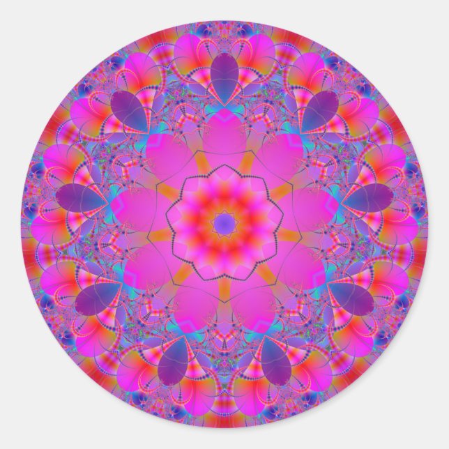 Autocollant de couleurs chaudes fractales Mandala (Devant)