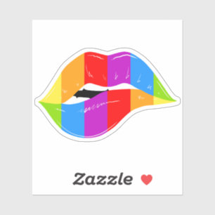 Autocollant de coupe de baisers Retro Rainbow Lips
