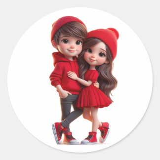 Autocollant de couple mignon romantique – Amour et