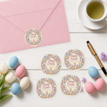 Autocollant de couronne de lapin de Pâques à l'aqu
