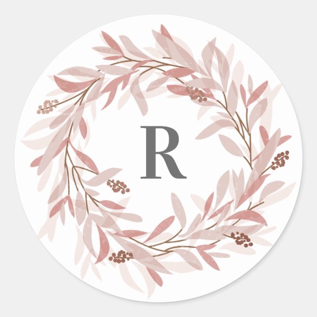 Autocollant de couronne florale à monogramme (Devant)