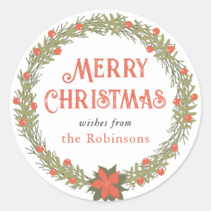Autocollant de couronne Vintage Christmas Holly Be