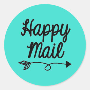 Autocollant de courrier heureux avec motif de flèc