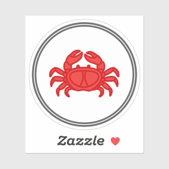 Autocollant de crabe | Collection de crabes de cre (Feuille)