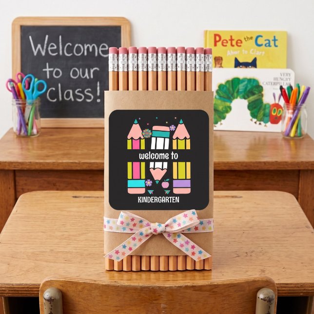 Autocollant de crayon de maternelle coloré dessin  (Créateur téléchargé)