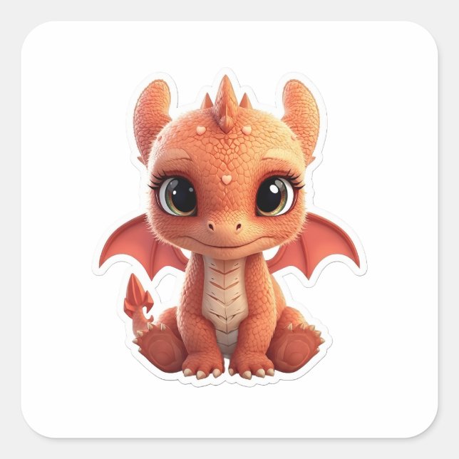 Autocollant de créature de fantasy bébé dragon 3D  (Devant)