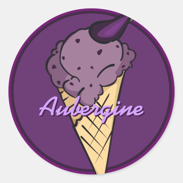Autocollant de crème glacée d'aubergine (Devant)