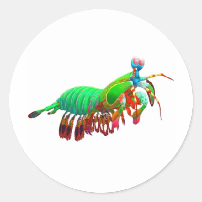 Autocollant de crevette mantis verte électrique -  (Devant)