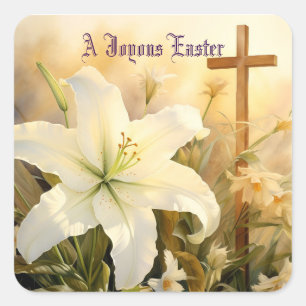 Autocollant de croix de Pâques joyeuse
