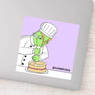 Autocollant de cuisinier lézard mécontent dessin a