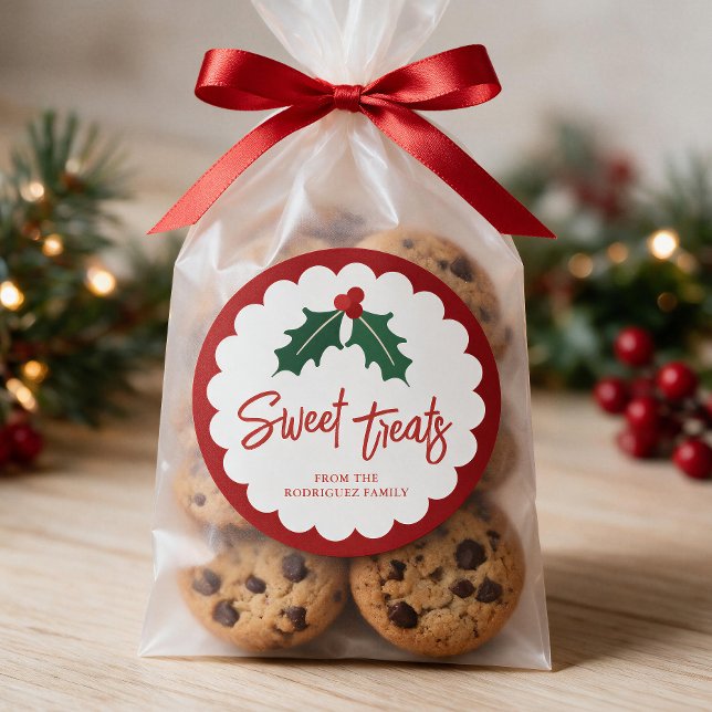 Autocollant de cuisson de Noël personnalisé sucré (Sticker is shown in 3 inches, personalize with name, and choose size, sticker sheets, or rolls.)