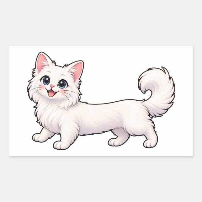 Autocollant de dachshund de chat blanc mignon – Co (Devant)