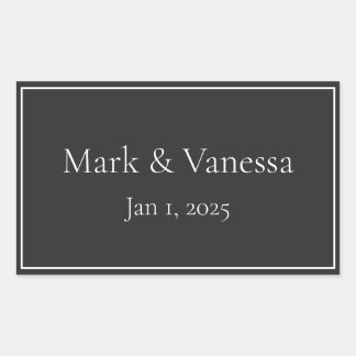 Autocollant de date et de nom noir personnalisé