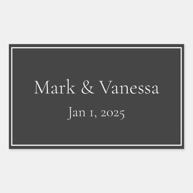 Autocollant de date et de nom noir personnalisé (Devant)